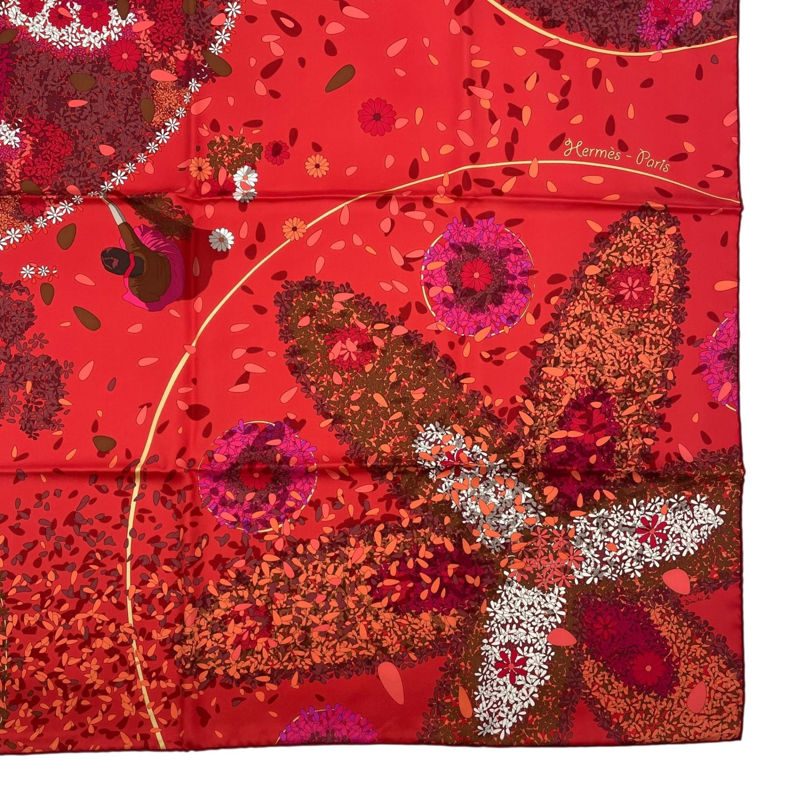 新品同様 HERMES エルメス スカーフ カレ90 シルク100％ OFFRANDES DUN