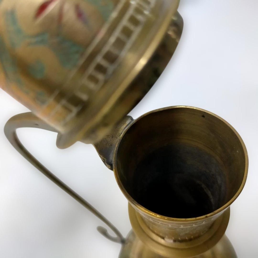 真鍮製 アラビアンポット 装飾壺 オブジェ 金属工芸 彫刻 中東風