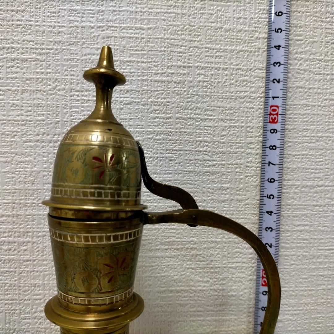 真鍮製 アラビアンポット 装飾壺 オブジェ 金属工芸 彫刻 中東風