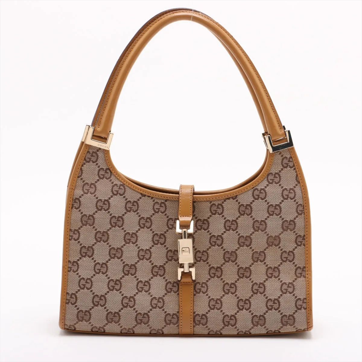 美品 グッチ GGキャンバス ジャッキー 002 1068 レザー ハンドバッグ