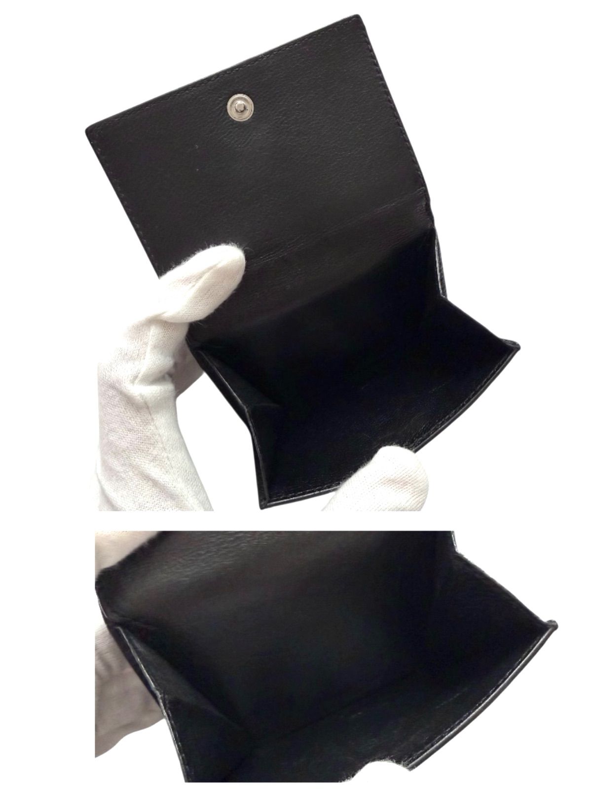 美品✨ BALENCIAGAバレンシアガ財布三つ折594312カーフレザーロゴ黒