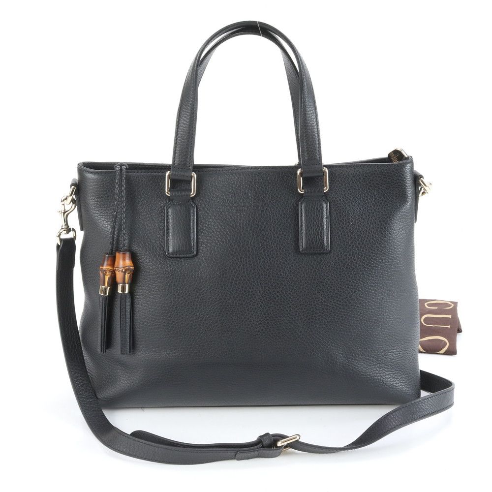 極美品 グッチ バンブー タッセル 365346 レザー 2WAY トート バッグ