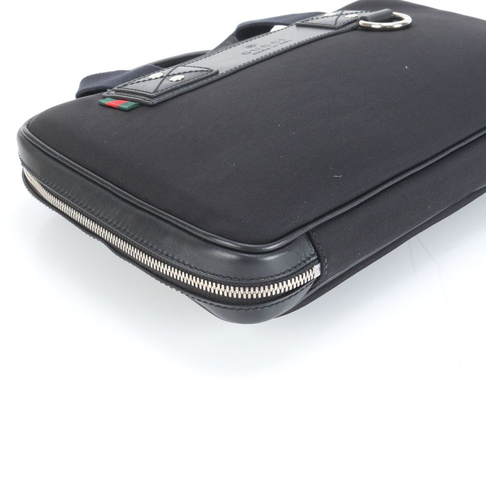 美品 グッチ シェリー ライン 281906 レザー ナイロン ビジネス バッグ