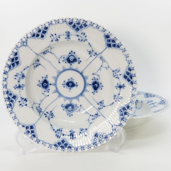 ロイヤルコペンハーゲン フルレース□ブルーフルーテッド フルレース