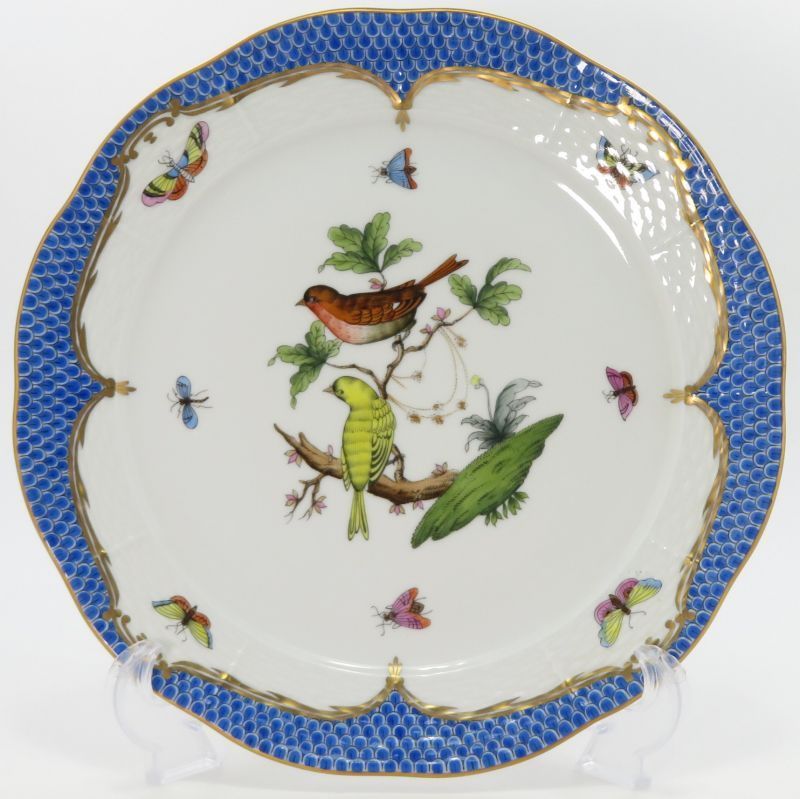 ヘレンド プレート□ロスチャイルドバード ブルースケール ディナー