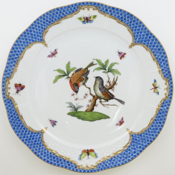 ヘレンド プレート□ロスチャイルドバード ブルースケール ディナー