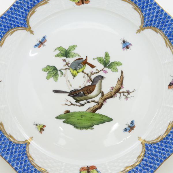 ヘレンド プレート□ロスチャイルドバード ブルースケール ディナー