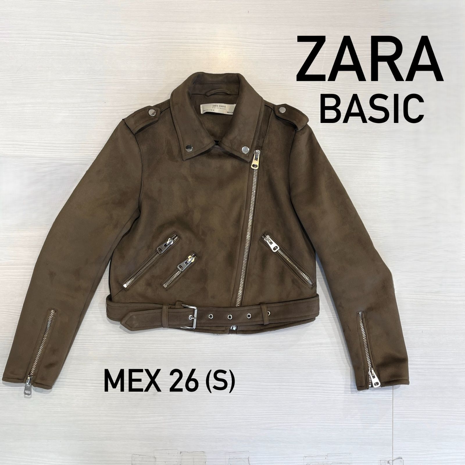 ZARA BASIC】フェイクスエード ダブルライダースジャケット 長袖