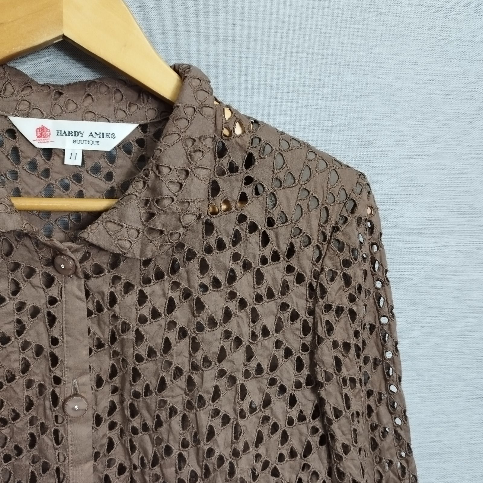 HARDY AMIES ハーディーエイミス パンチングレース シャツ ブラウス 