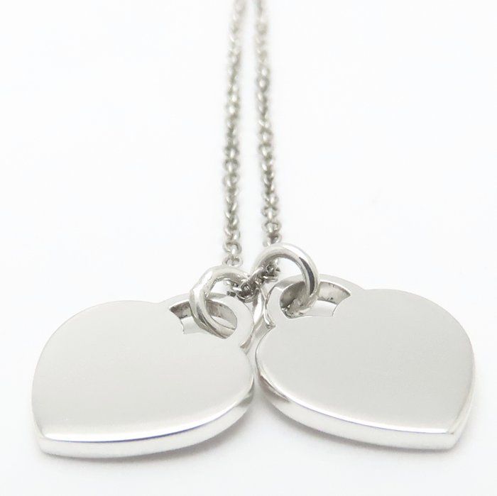 美品 ティファニー ダブル ハート ネックレス ピンク TIFFANY 925 TIFFANY&Co.（ティファニー） ネックレス ミニ ダブル ハートタグ