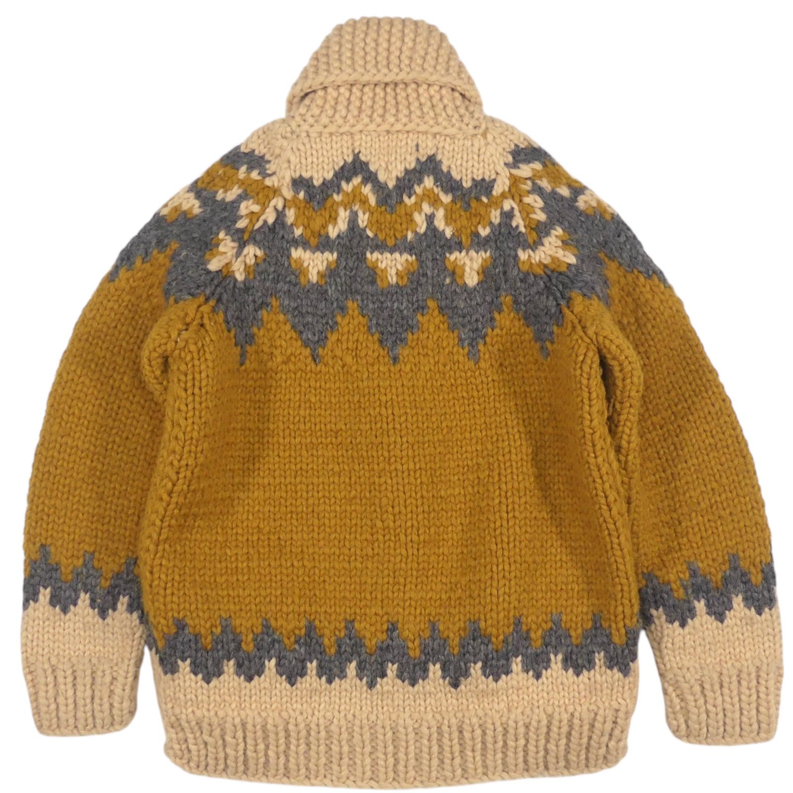 カウチンセーター kanata ニット L カナダ製 カナタ 茶 幾何学模様 50s