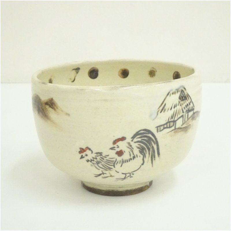 京焼 四代 真清水蔵六造 鉄絵茶碗（共箱） 茶道 抹茶 おしゃれ 抹茶