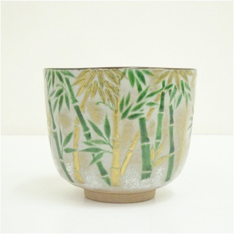 京焼 壱休窯 窪田常之造 乾山竹林筒茶碗（共箱） 茶道 抹茶 おしゃれ