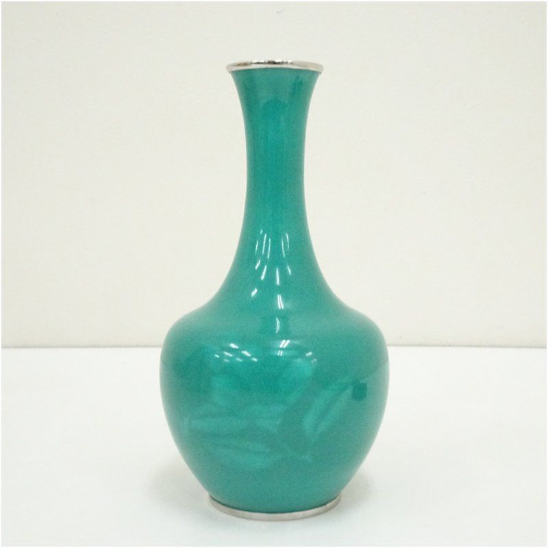 田村幸夫工房製 七宝焼花瓶（花台付）（共箱） 花器 おしゃれ かわいい