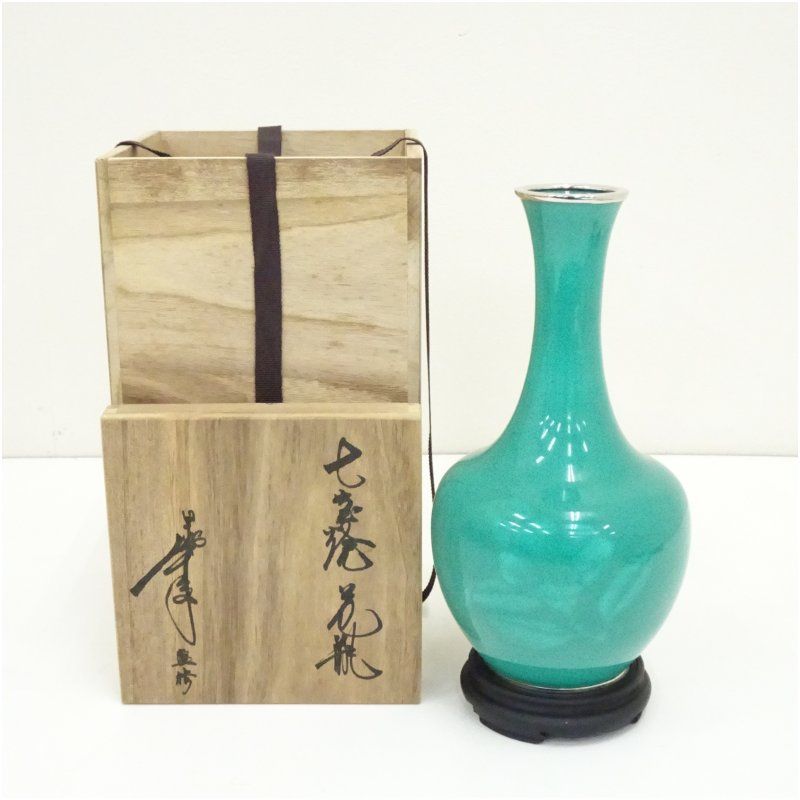 七宝焼花瓶　木箱・台座付 七宝焼花瓶 木箱・台座付 七宝焼花瓶 木箱・台座付 七宝焼花瓶 木箱・