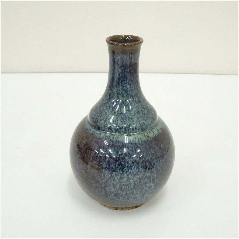 小杉焼 栄一窯 池上栄一造 まだら文一輪生（共箱） 一輪挿し 一輪生け