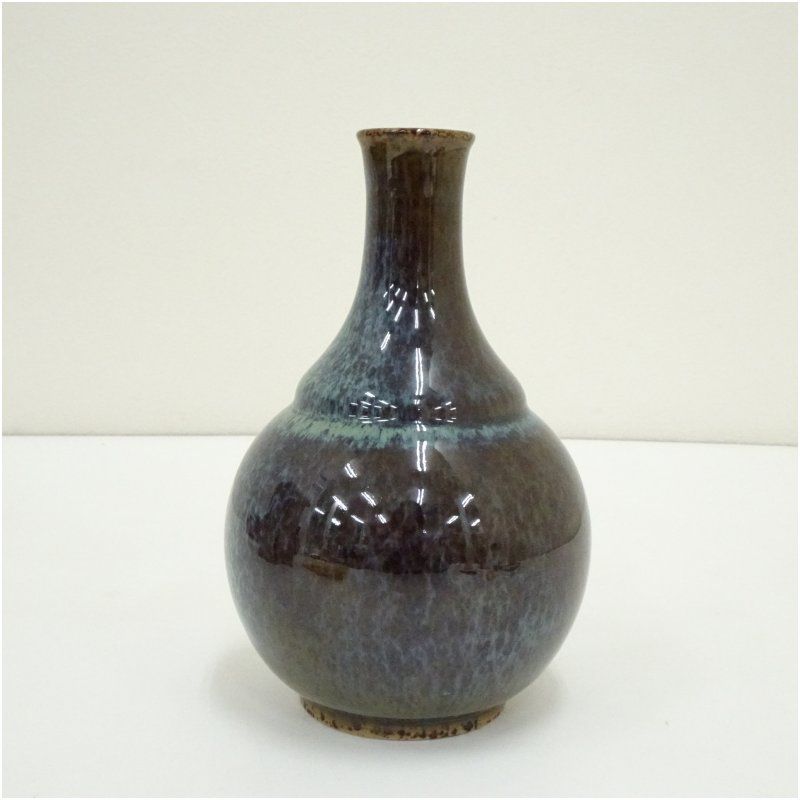 小杉焼 栄一窯 池上栄一造 まだら文一輪生（共箱） 一輪挿し 一輪生け