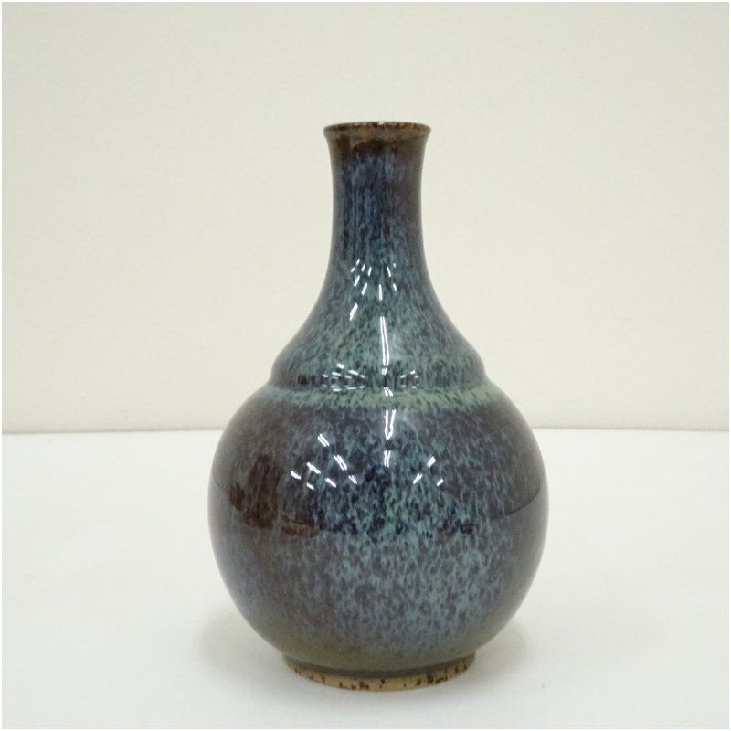 小杉焼 栄一窯 池上栄一造 まだら文一輪生（共箱） 一輪挿し 一輪生け