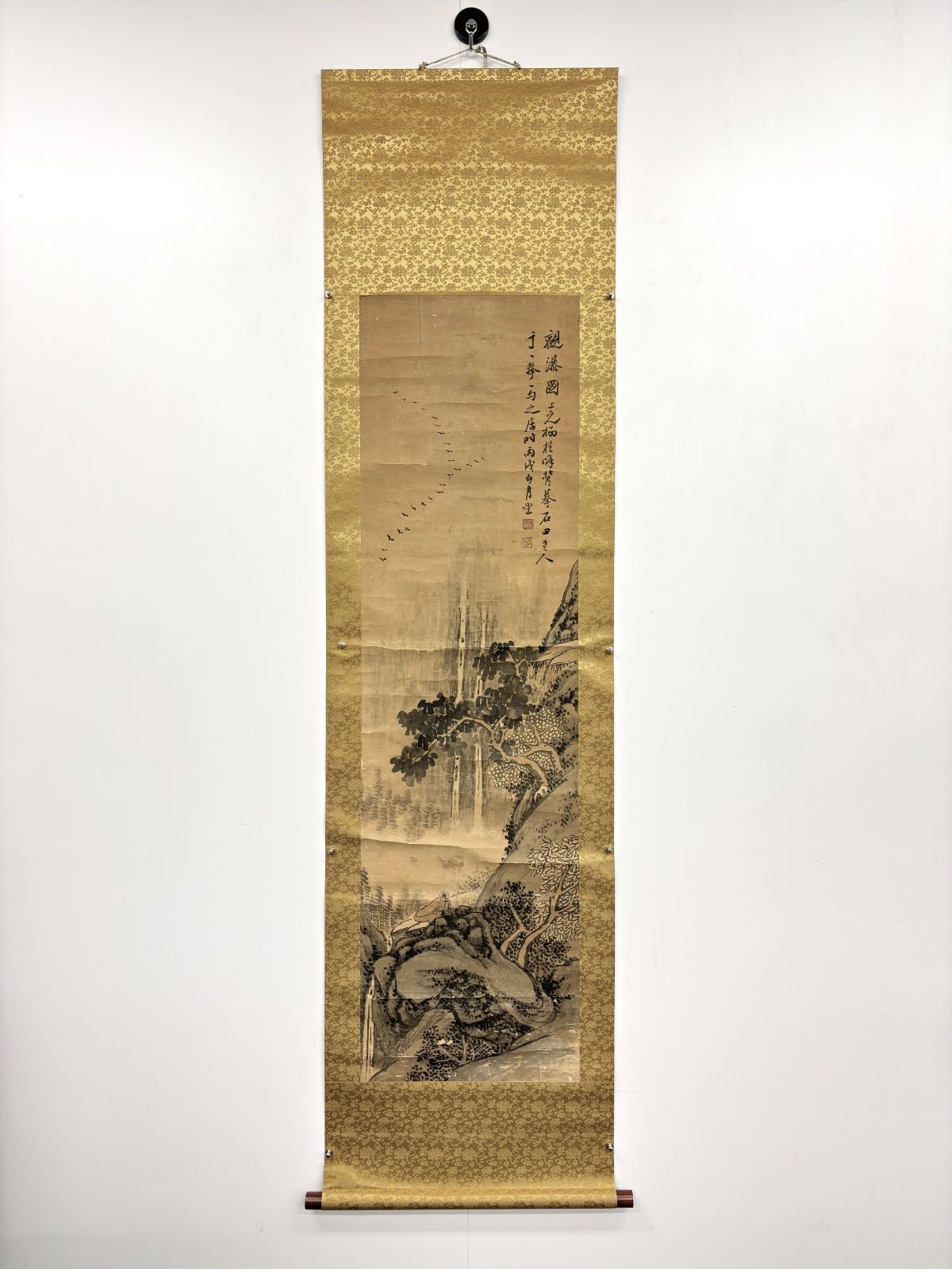 楊桂峰《観瀑図》山水画 掛軸 美術品 作品 古美術 - メルカリ