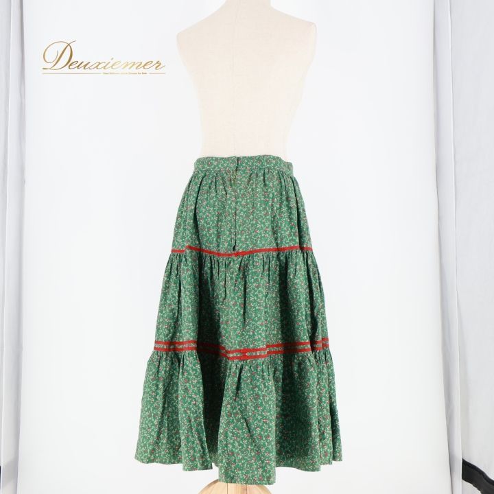 フォークダンス 衣装 スカート グリーン系 花柄 小花柄 緑 赤