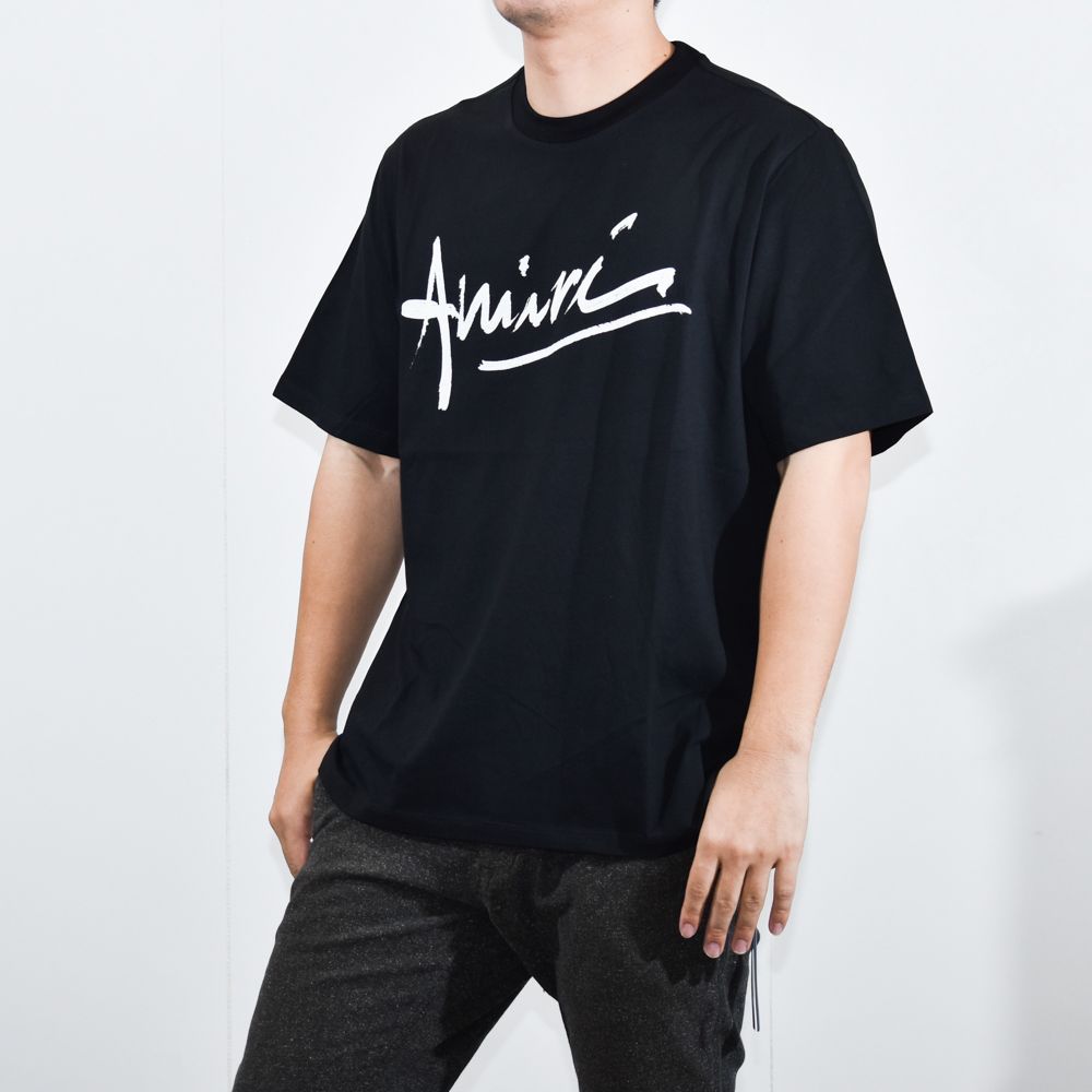 ブラック AMIRI アミリ Tシャツ ロゴ メンズ AMIRI SCRIPT TEE