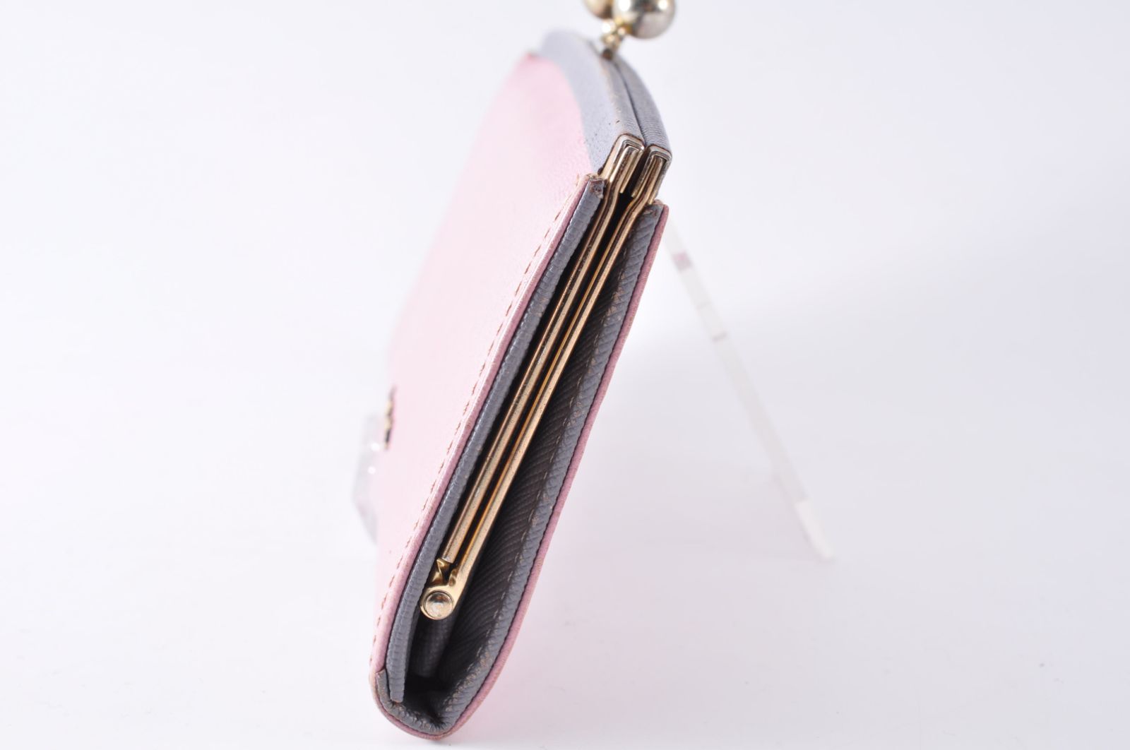 Paul Smith ポールスミス がま口 Long Wallet 長財布 Ladies レディース Pink Gray ピンク グレー Gold Logo ゴールド ロゴ Paul Smith ポールスミス がま口 Long Wallet 長財布 Ladies レディース Pink Gray ピンク グレー Gold Logo ゴールド ロゴ