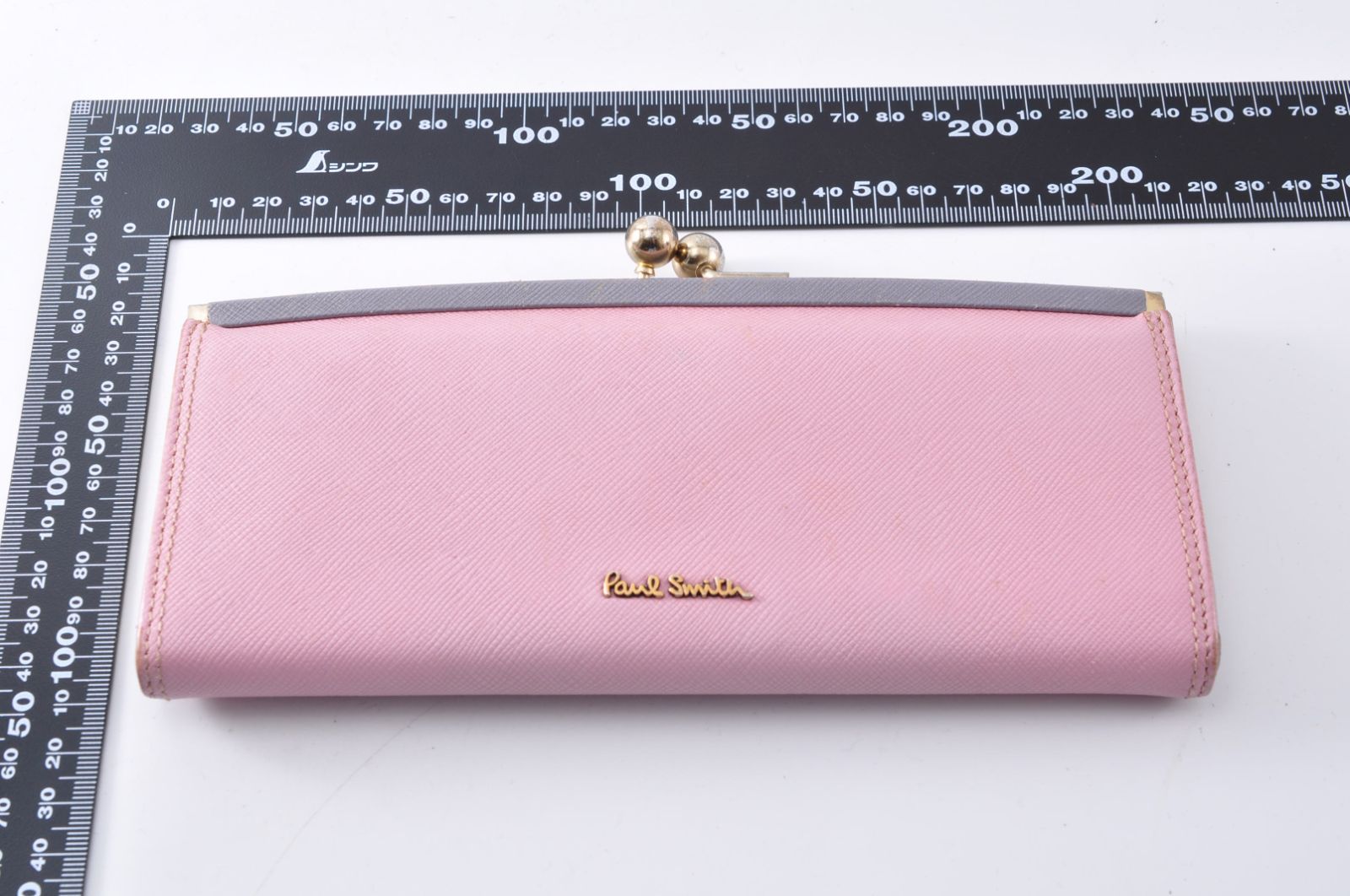 Paul Smith ポールスミス がま口 Long Wallet 長財布 Ladies レディース Pink Gray ピンク グレー Gold Logo ゴールド ロゴ Paul Smith ポールスミス がま口 Long Wallet 長財布 Ladies レディース Pink Gray ピンク グレー Gold Logo ゴールド ロゴ