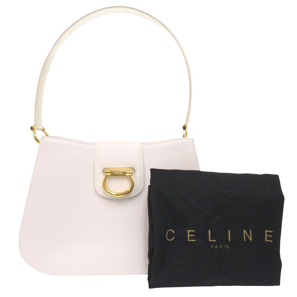 CELINE セリーヌ ブレスレット ホワイト系 レザー レディース ゴールド 