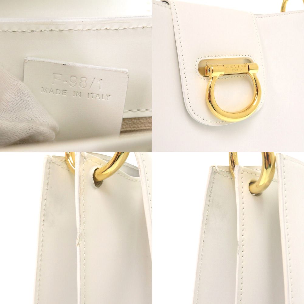 CELINE セリーヌ ブレスレット ホワイト系 レザー レディース ゴールド 