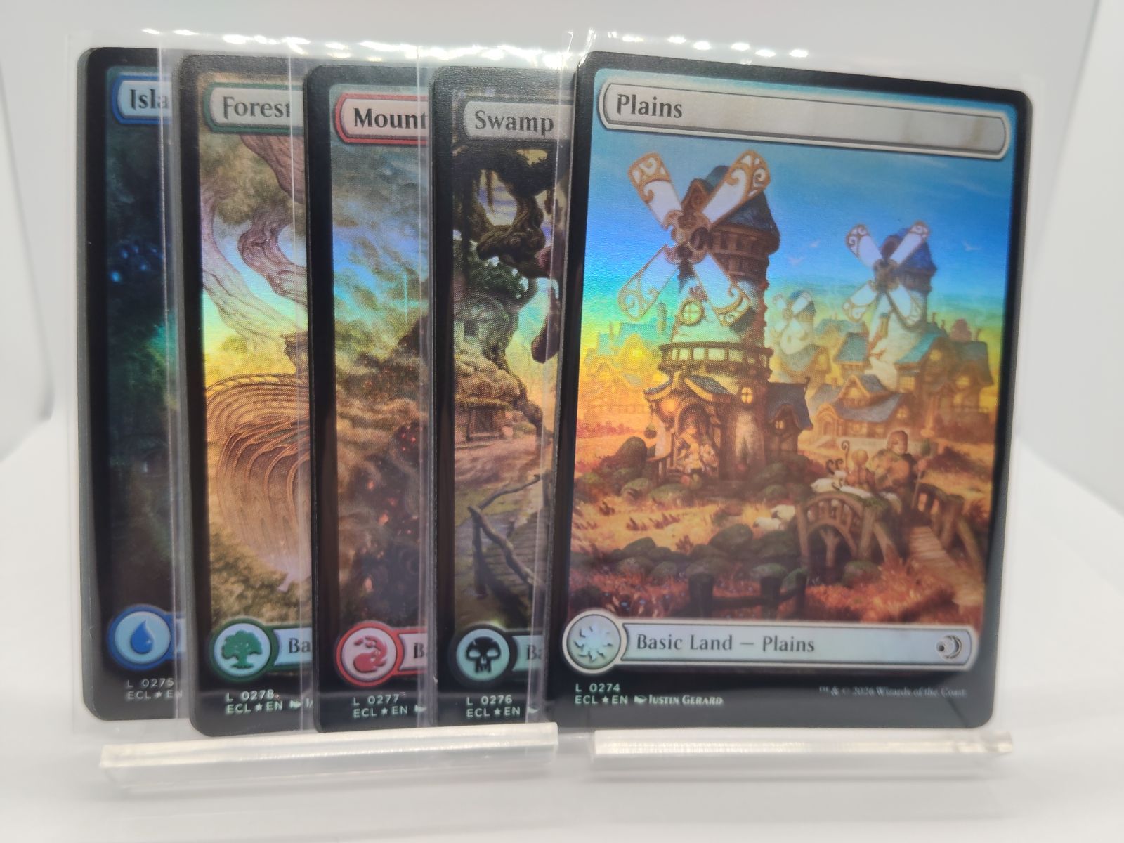 MTG】英語 Foil フルアート 基本土地 各色5枚セット ① ローウィンの昏