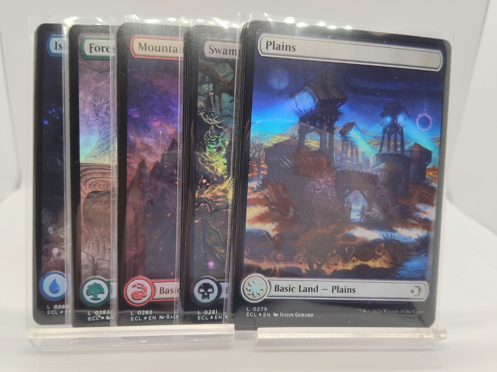 MTG】英語 Foil フルアート 基本土地 各色5枚セット ② ローウィンの昏