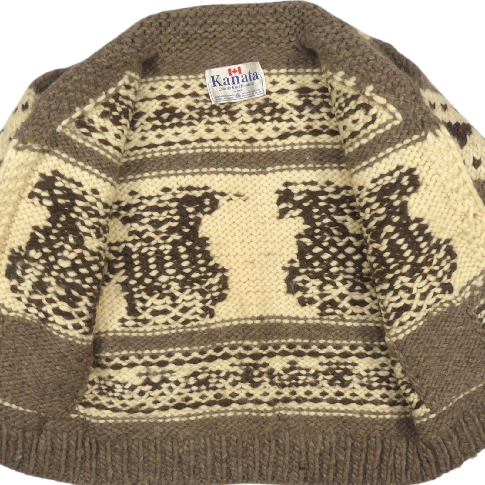 カウチンセーター kanata ニット XL カナダ製 カナタ 茶 ウール 鹿