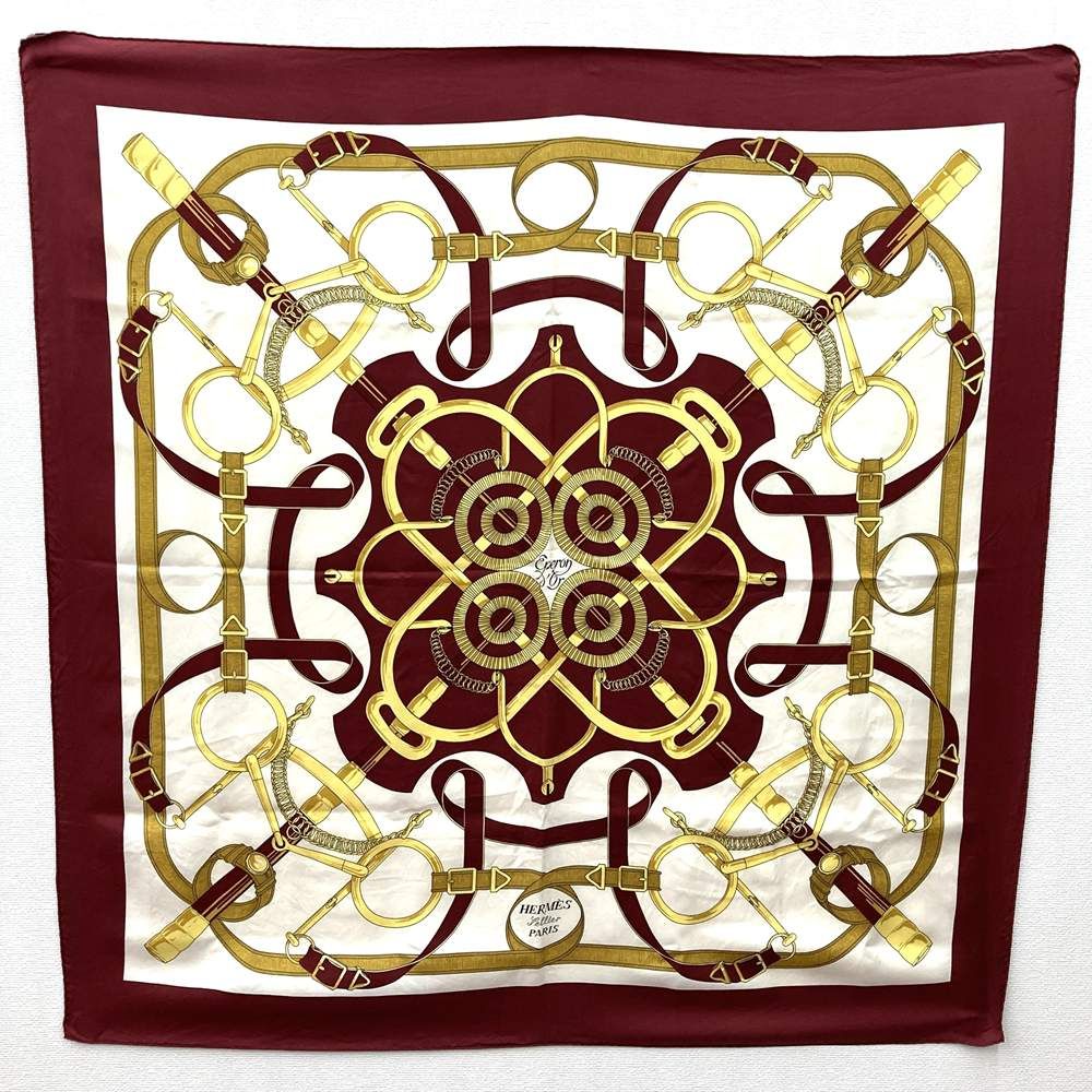 HERMES エルメス カレ90 Eperon d'or 黄金の拍車 スカーフ シルク
