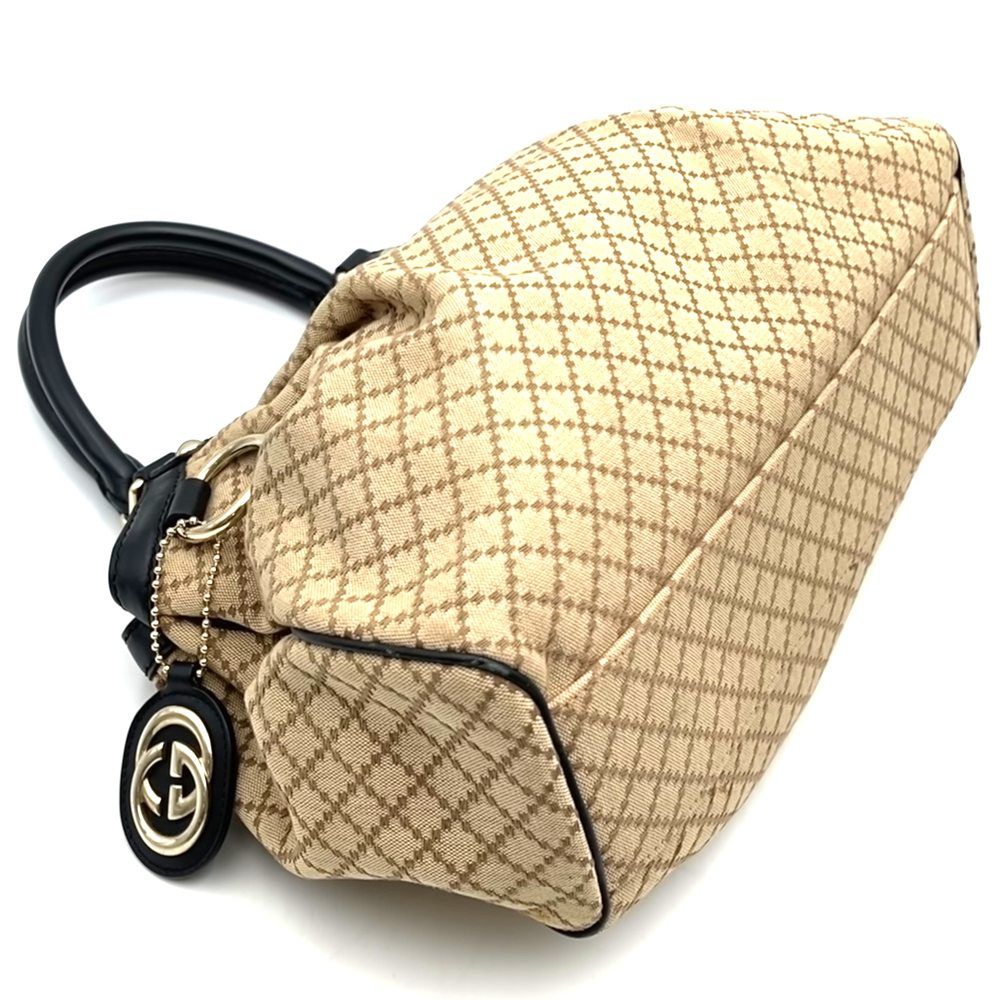 美品 グッチ ディアマンテ トートバッグ キャンバス レザー レディース ポーチ GUCCI（グッチ） ディアマンテ ハンドバッグ キャンバス 211944 498075