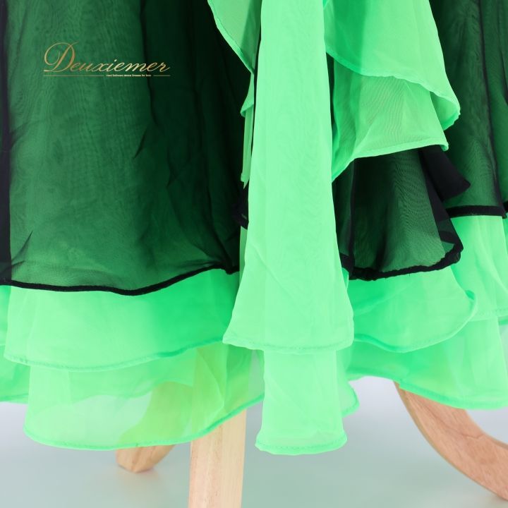 日本製 社交ダンス衣装】グリーン サンヨシムラ ワンピース ドレス 緑