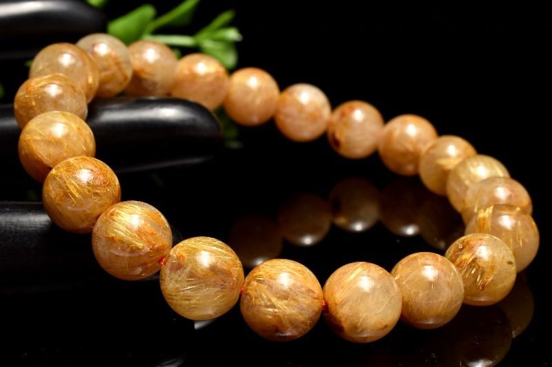 【１点物】金運向上！ ゴールドタイチンルチルクォーツ　9mm　ブレスレット パワーストーン 天然石 _MC4123