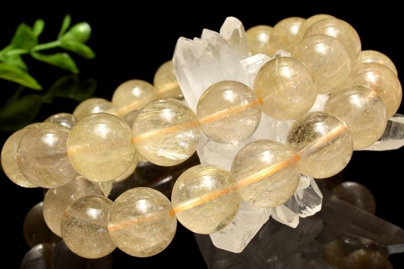 アクセサリー 繊細金針 ゴールドルチルクォーツ 13-13.5mm 
