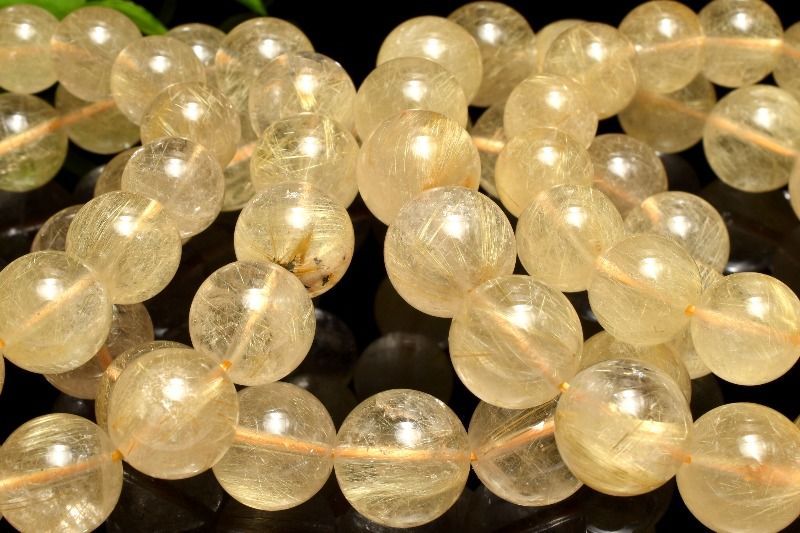 アクセサリー 繊細金針 ゴールドルチルクォーツ 13-13.5mm 