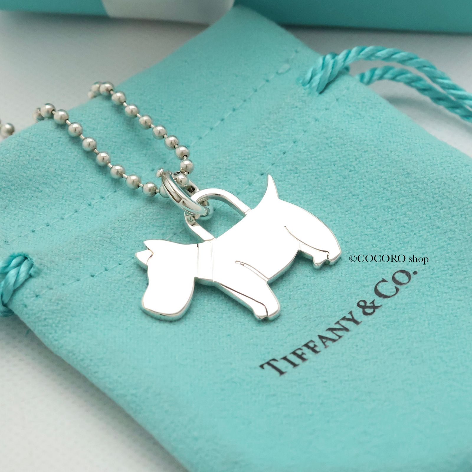 美品】ティファニー TIFFANY&Co. ドッグ テリア 犬 ボール チェーン