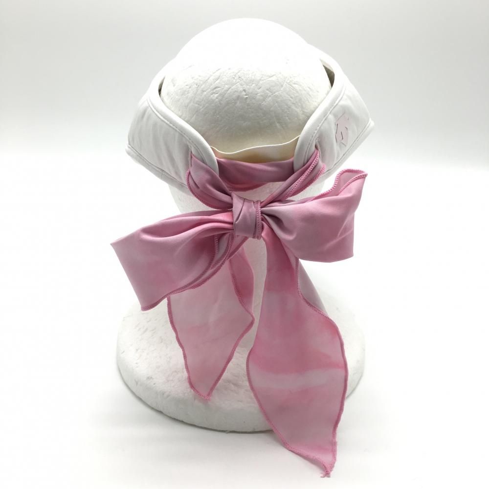デサントゴルフ サンバイザー 白×ピンク スワロフスキー LUXE