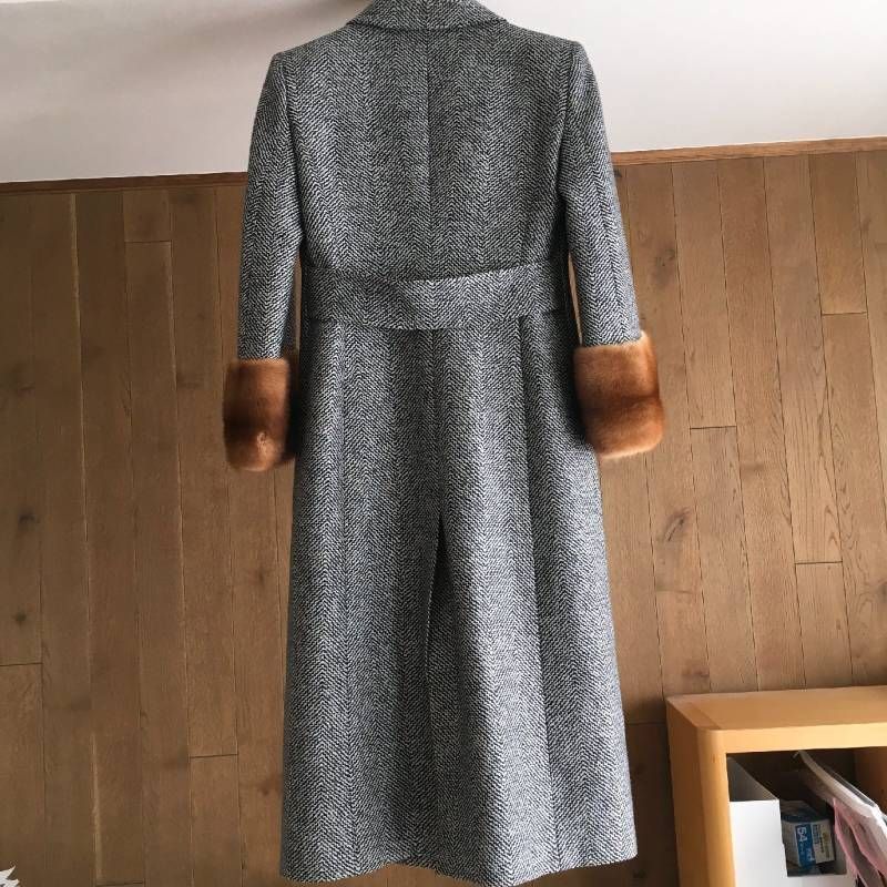 美品✨FENDI フェンディ カシミヤ ヴィンテージ ロングコート 42 レッド 極美品 フェンディ FENDI フェンディ ミンクファー トリミング