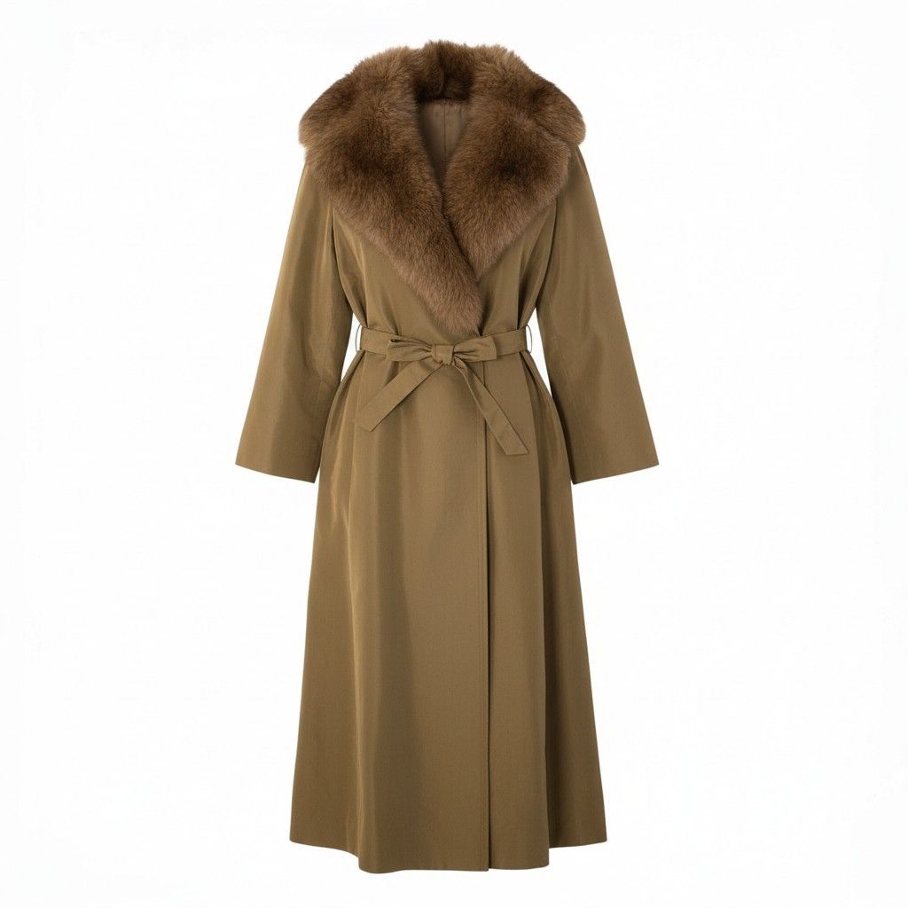 7a11 AKRIS アクリス フォックスファー付 裏地毛皮 ロングコート
