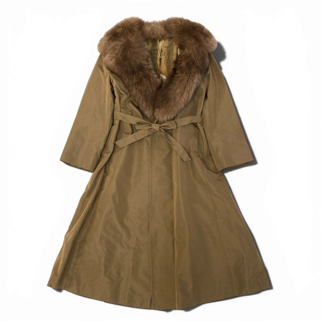 7a11 AKRIS アクリス フォックスファー付 裏地毛皮 ロングコート