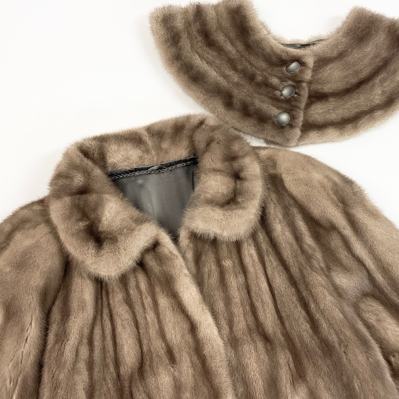 82a27 SAGA MINK サガミンク 銀サガ 衿付き サファイアミンク 丈120cm