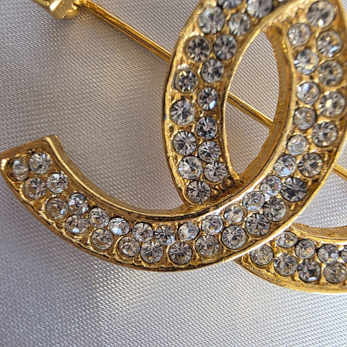 CHANEL シャネル ヴィンテージ ココマーク ラインストーン ブローチ