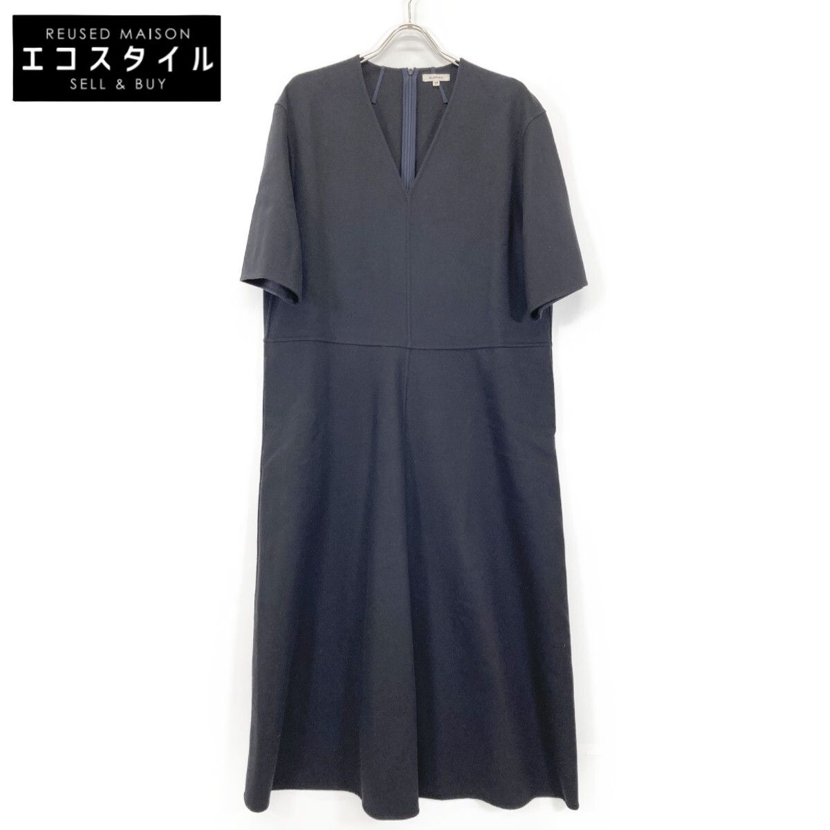 ブラミンク　BLAMINK ワンピース38 BLAMINK ブラミンク ﾌﾞﾗｯｸ ｳｰﾙ Vﾈｯｸ ﾛﾝｸﾞ ﾜﾝﾋﾟｰｽ 38 - メルカリ