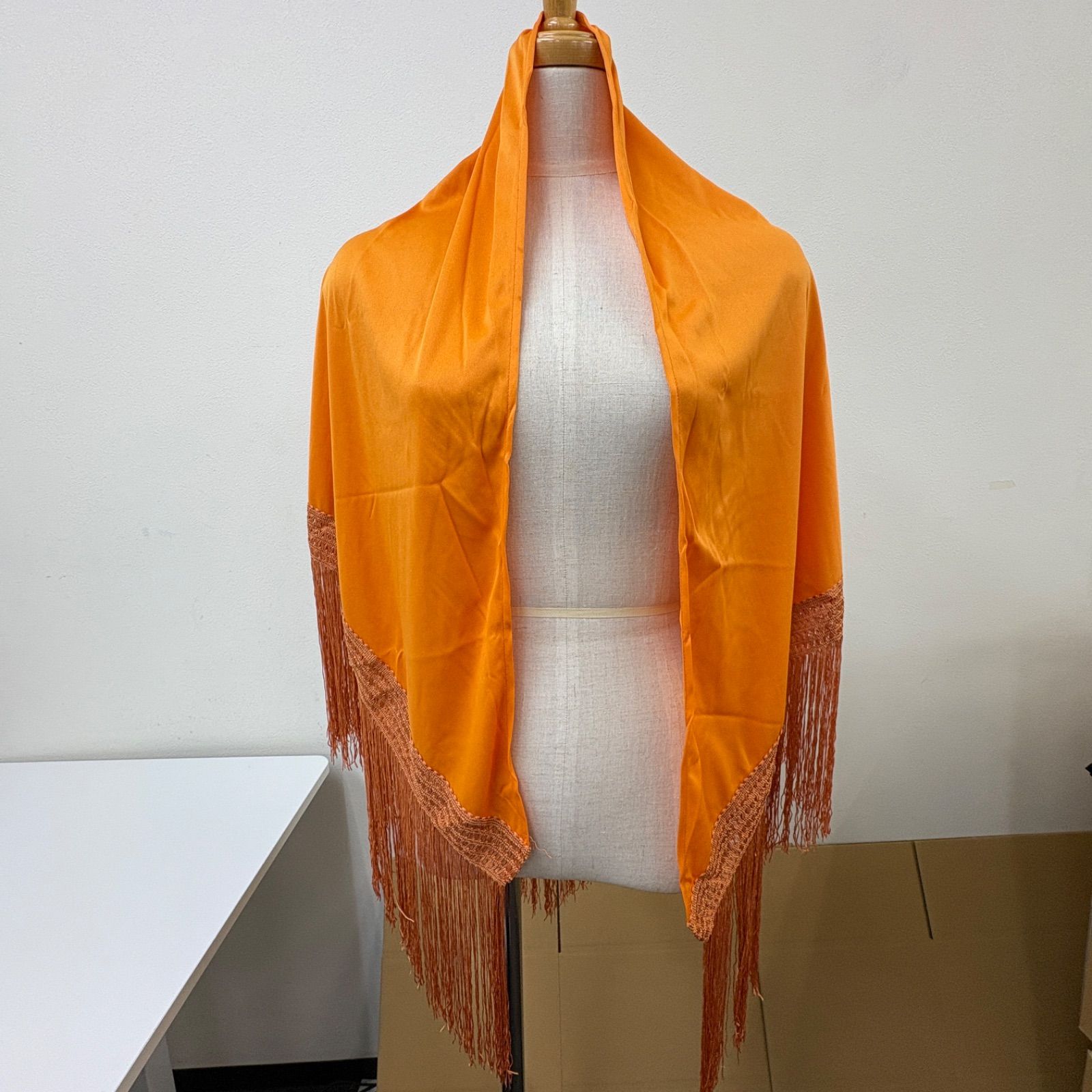 フラメンコ シージョ オレンジ 花 刺繍 フリンジ ショール - メルカリ
