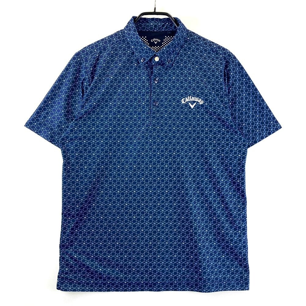 サイズ：L CALLAWAY キャロウェイ 半袖ポロシャツ ボタンダウン 総柄