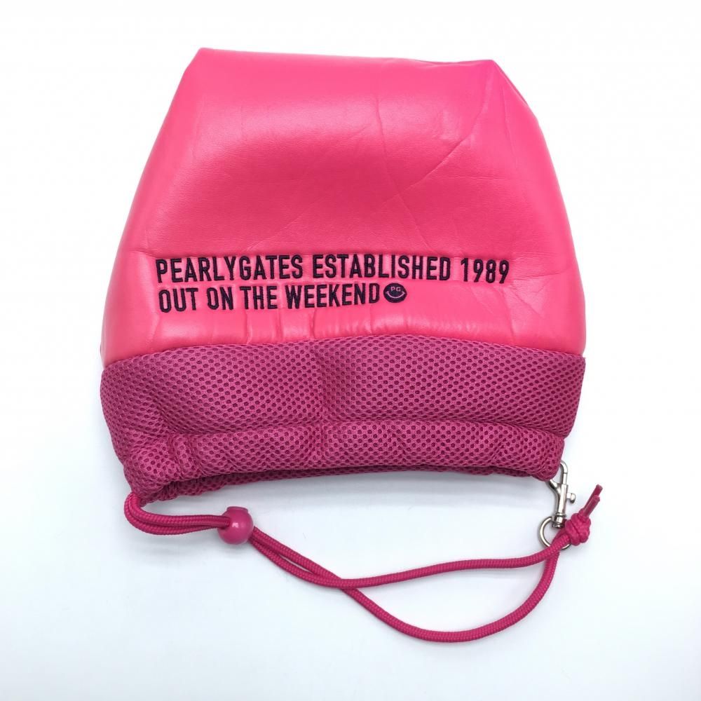 超美品】パーリーゲイツ アイアンカバー ピンク×ネイビー ニコちゃん