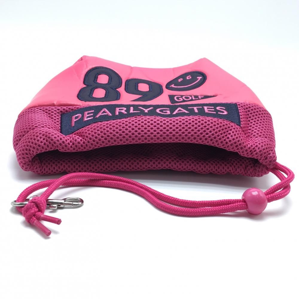 超美品】パーリーゲイツ アイアンカバー ピンク×ネイビー ニコちゃん